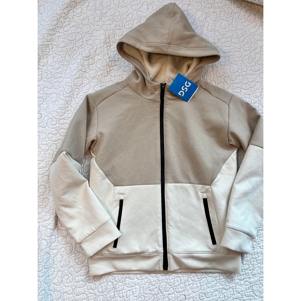 DSG Boy's Sherpa Lined Full Zip Hoodie/Jacket Tan‎ Cream Jacket Size Medium